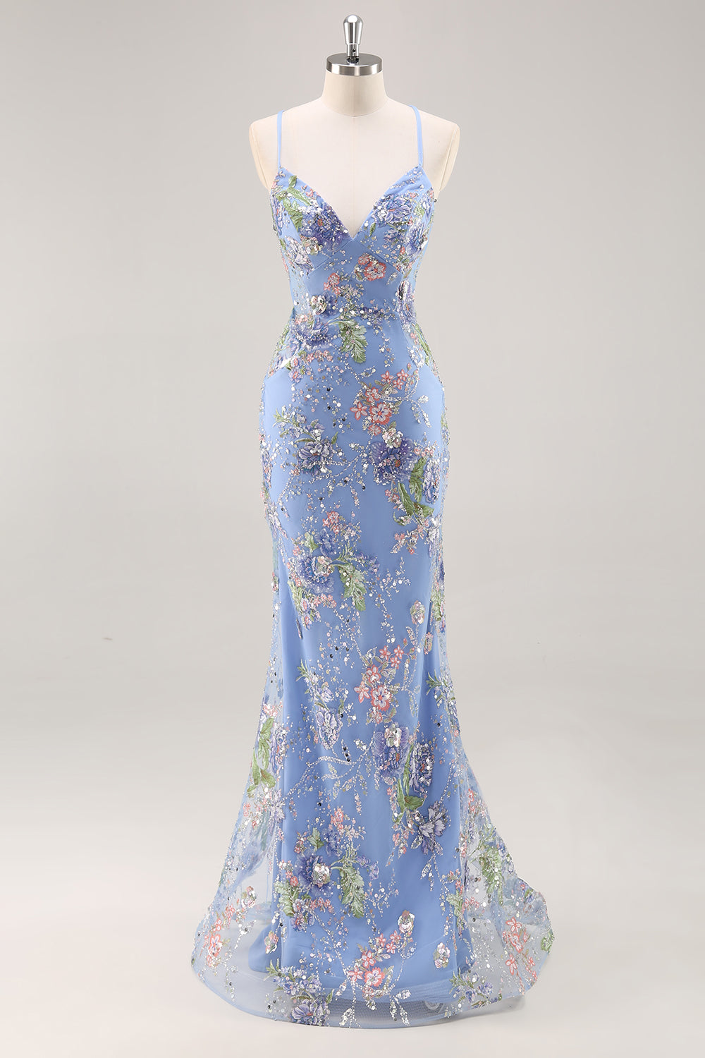 Sequins Mermaid Spaghetti Straps Pink Prom Dress with Appliques - Image 14