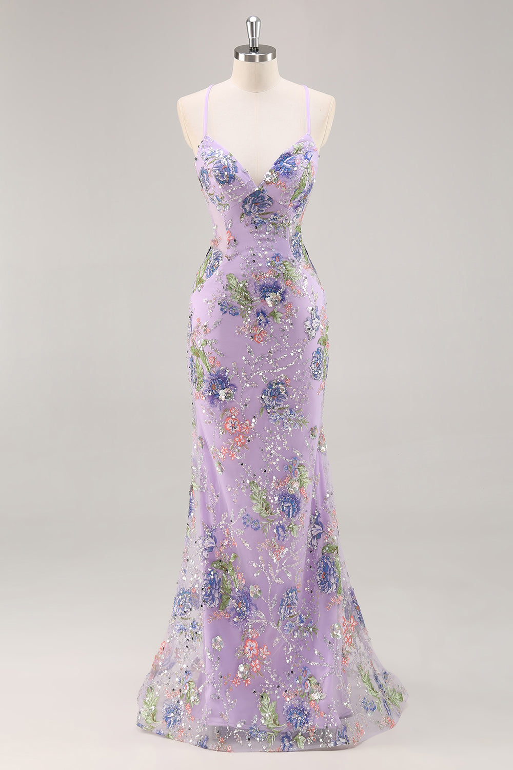 Sequins Mermaid Spaghetti Straps Pink Prom Dress with Appliques - Image 20