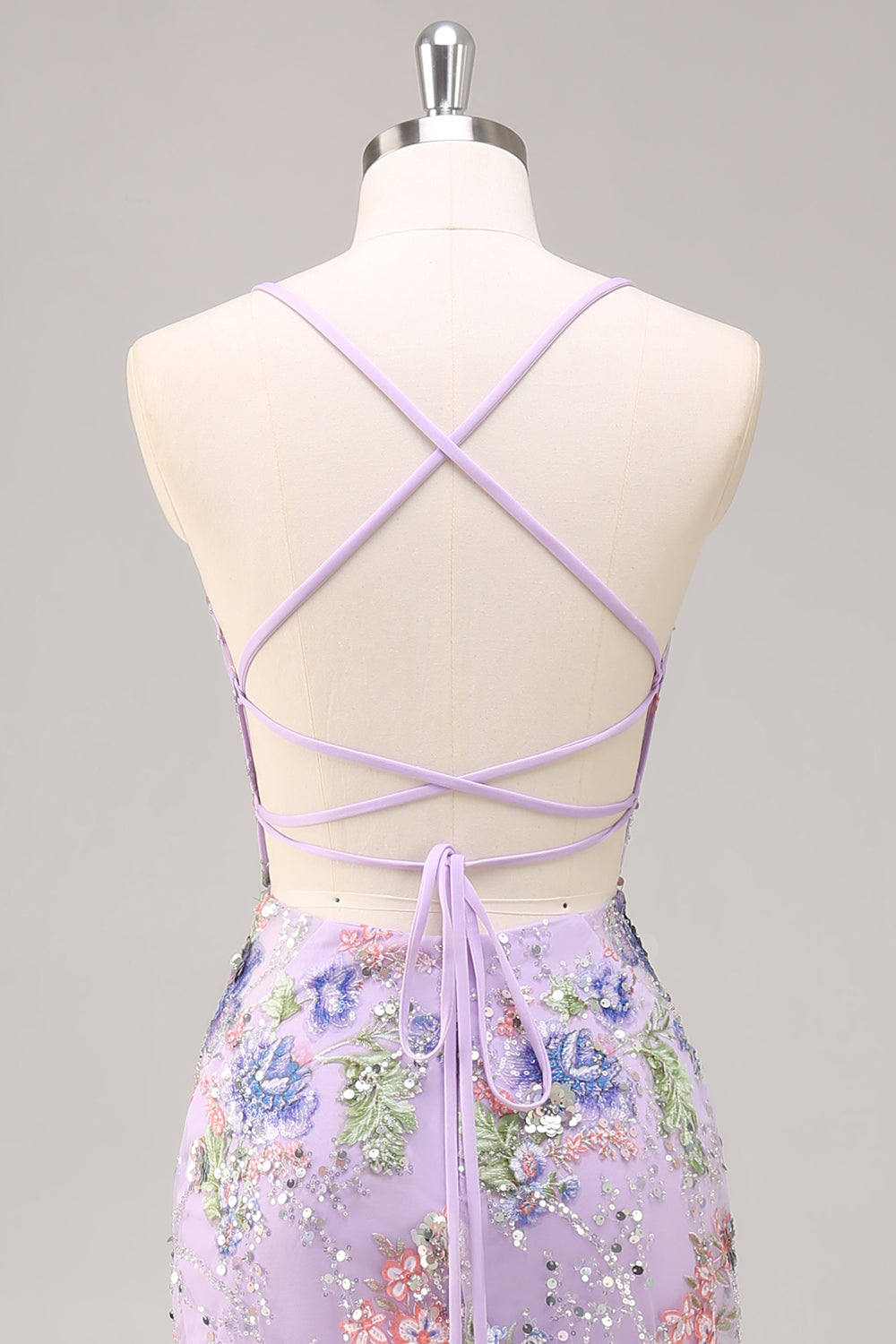 Sequins Mermaid Spaghetti Straps Pink Prom Dress with Appliques - Image 24
