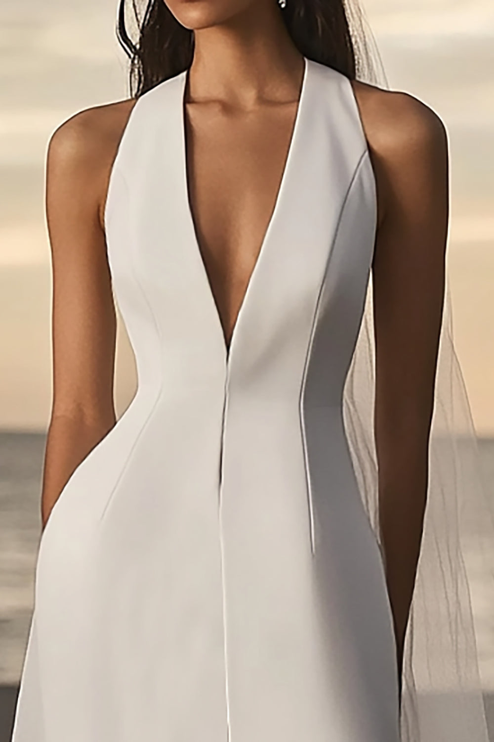 Sheath V-Neck White Graduation Dress - Image 2