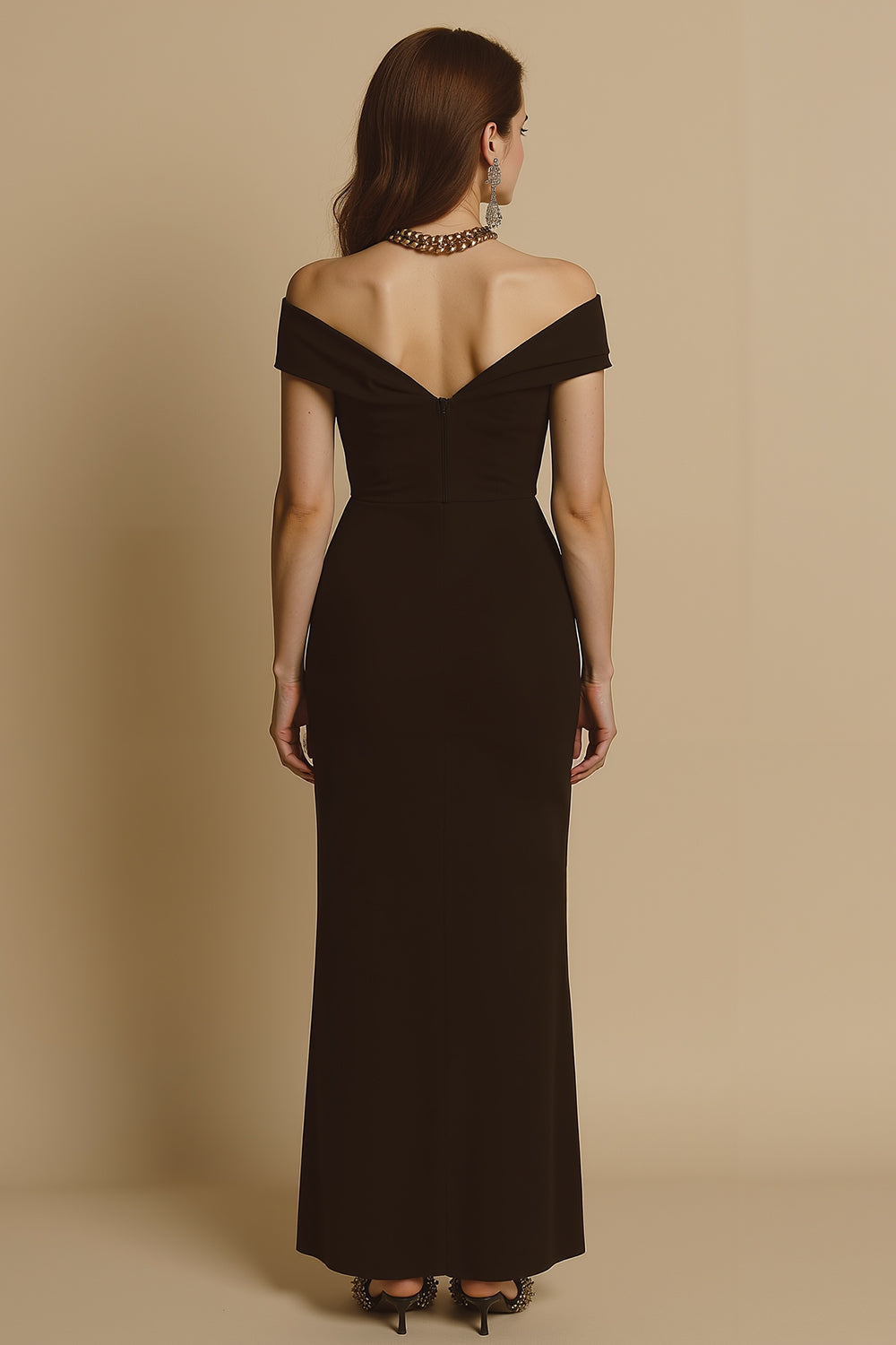 Sheath Off The Shoulder Maxi Black Tie Dress - Image 2