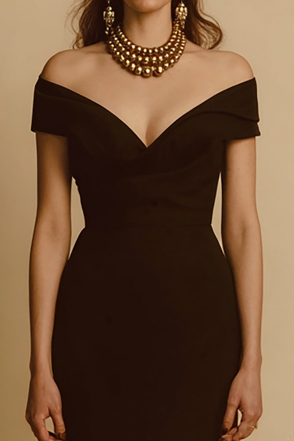 Sheath Off The Shoulder Maxi Black Tie Dress - Image 3