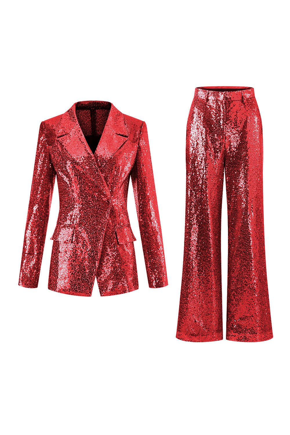Sequin Golden 2-Piece Notched Lapel Prom Suit - Image 13