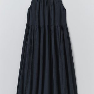 Lightweight Cotton Seersucker Dress | Navy