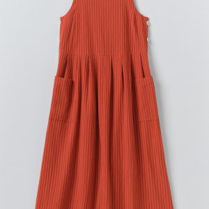 Tablier Stripe Cotton Pinafore Dress | Tomato