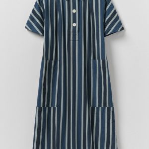 Stripe Cotton Shirt Dress | French Blue