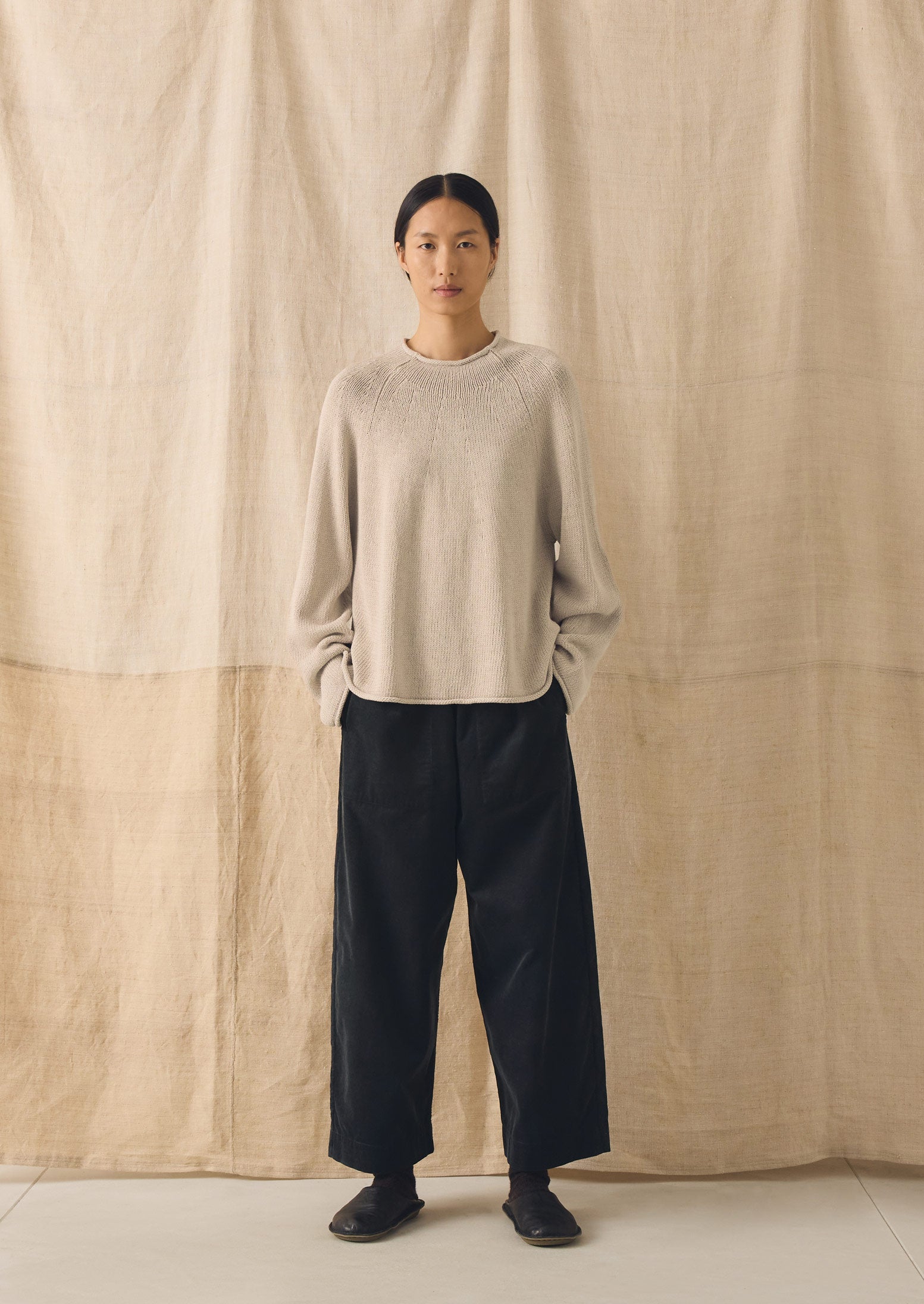 Cotton Linen Easy Sweater | Parchment - Image 2