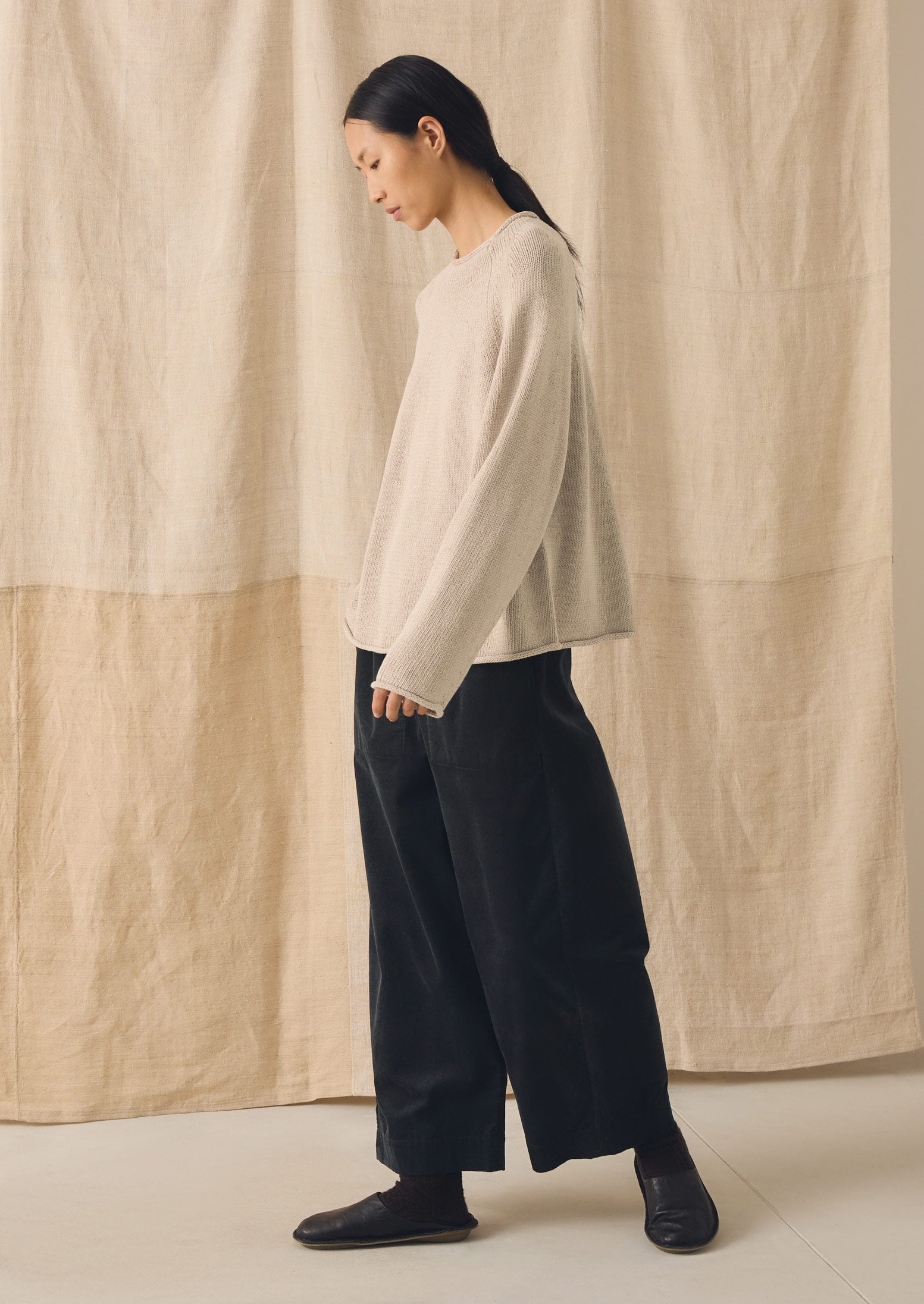 Cotton Linen Easy Sweater | Parchment - Image 3