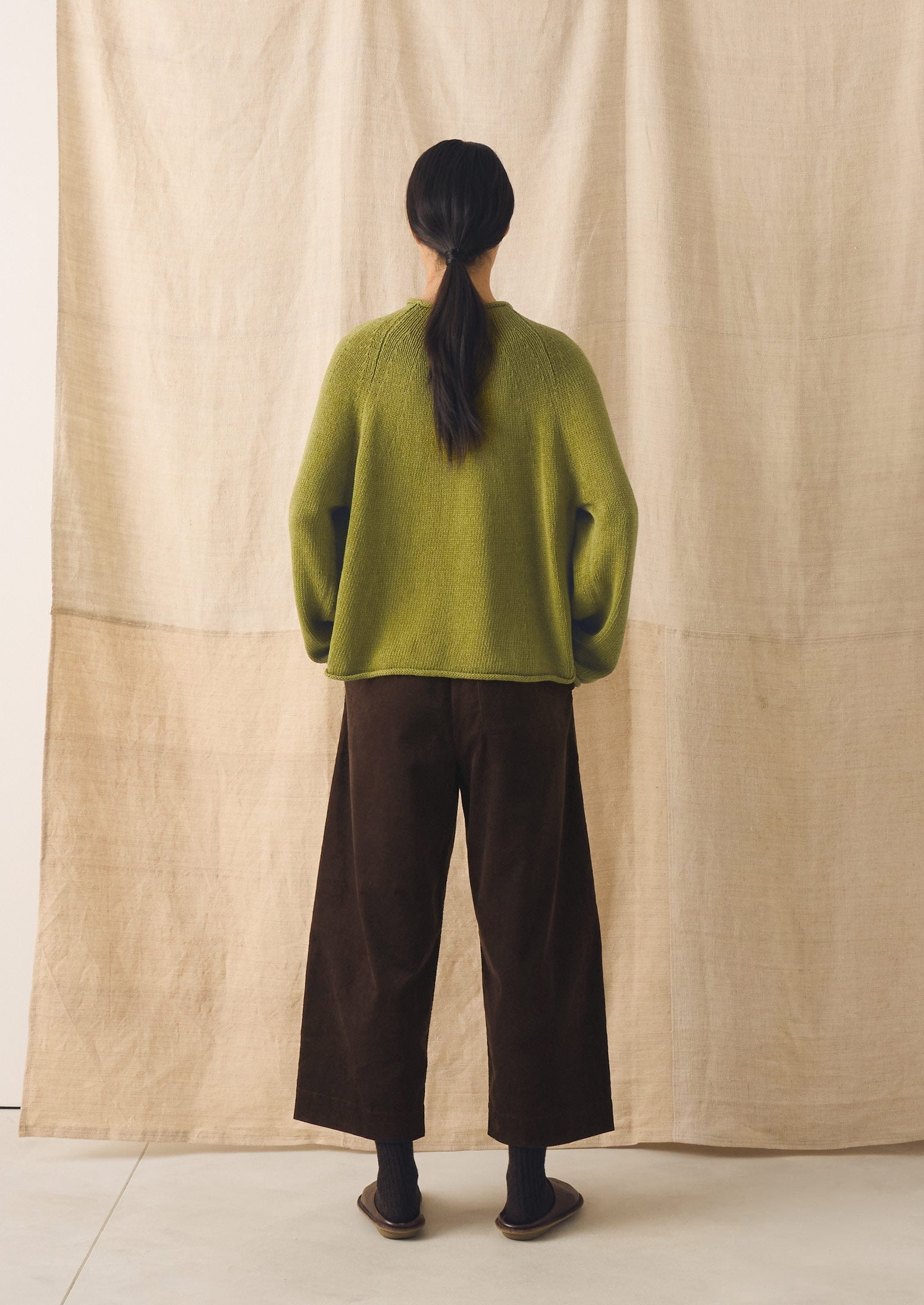 Cotton Linen Easy Sweater | Olivine - Image 5