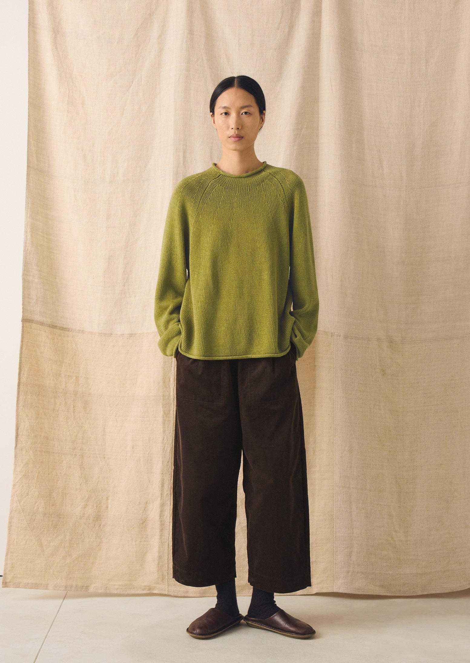 Cotton Linen Easy Sweater | Olivine - Image 3