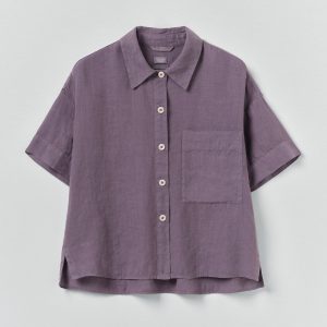 Garment Dyed Lightweight Linen Shirt | Dark Thistle