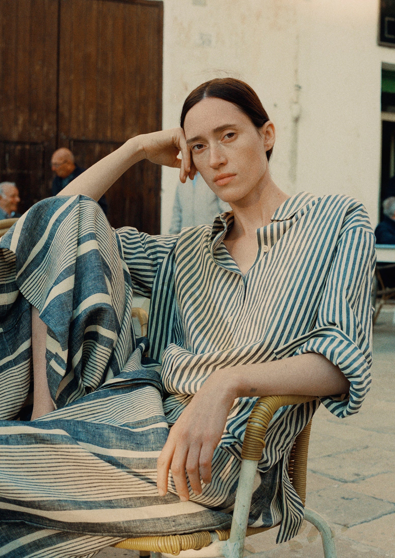 Tablier Stripe Easy Cotton Shirt | Workshop Blue - Image 2