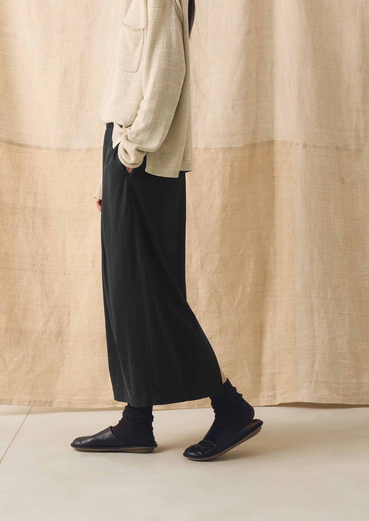 Cotton Jersey Pull On Skirt | Washed Black - Image 3