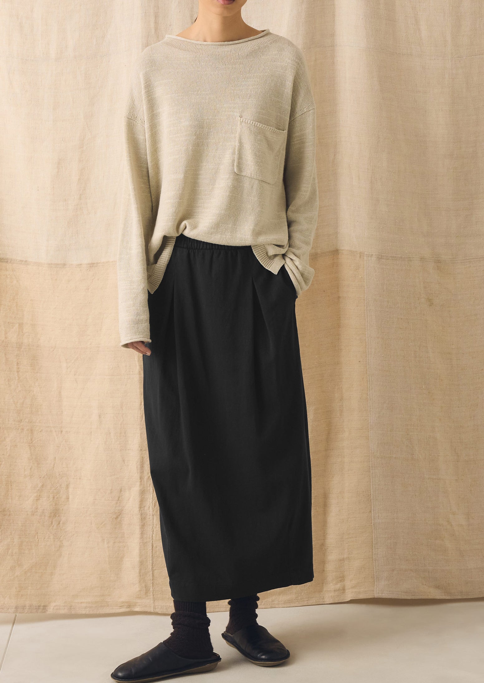 Cotton Jersey Pull On Skirt | Washed Black - Image 4