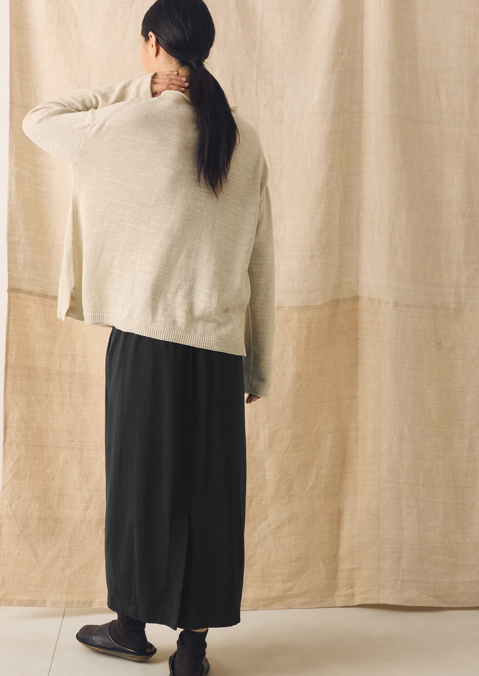 Cotton Jersey Pull On Skirt | Washed Black - Image 5
