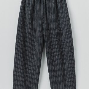 Stripe Linen Cotton Barrel Leg Pants | Shadow Blue/Black