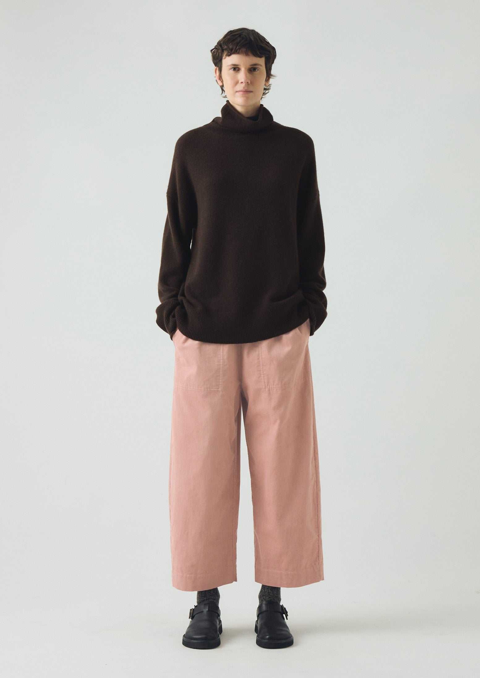 Organic Cord Barrel Leg Pants | Pink Clay - Image 2