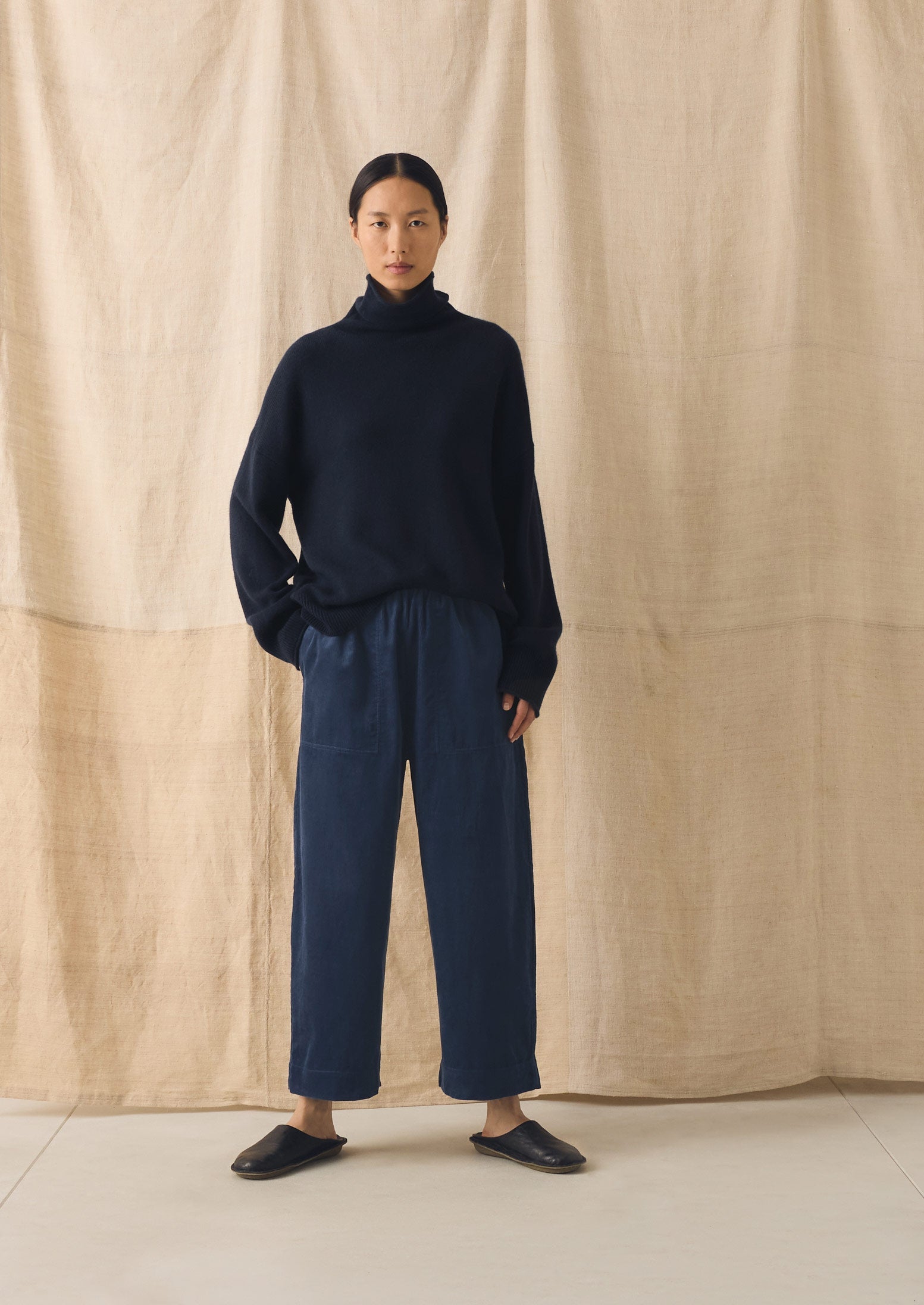 Cord Barrel Leg Pants | Denim Blue - Image 2