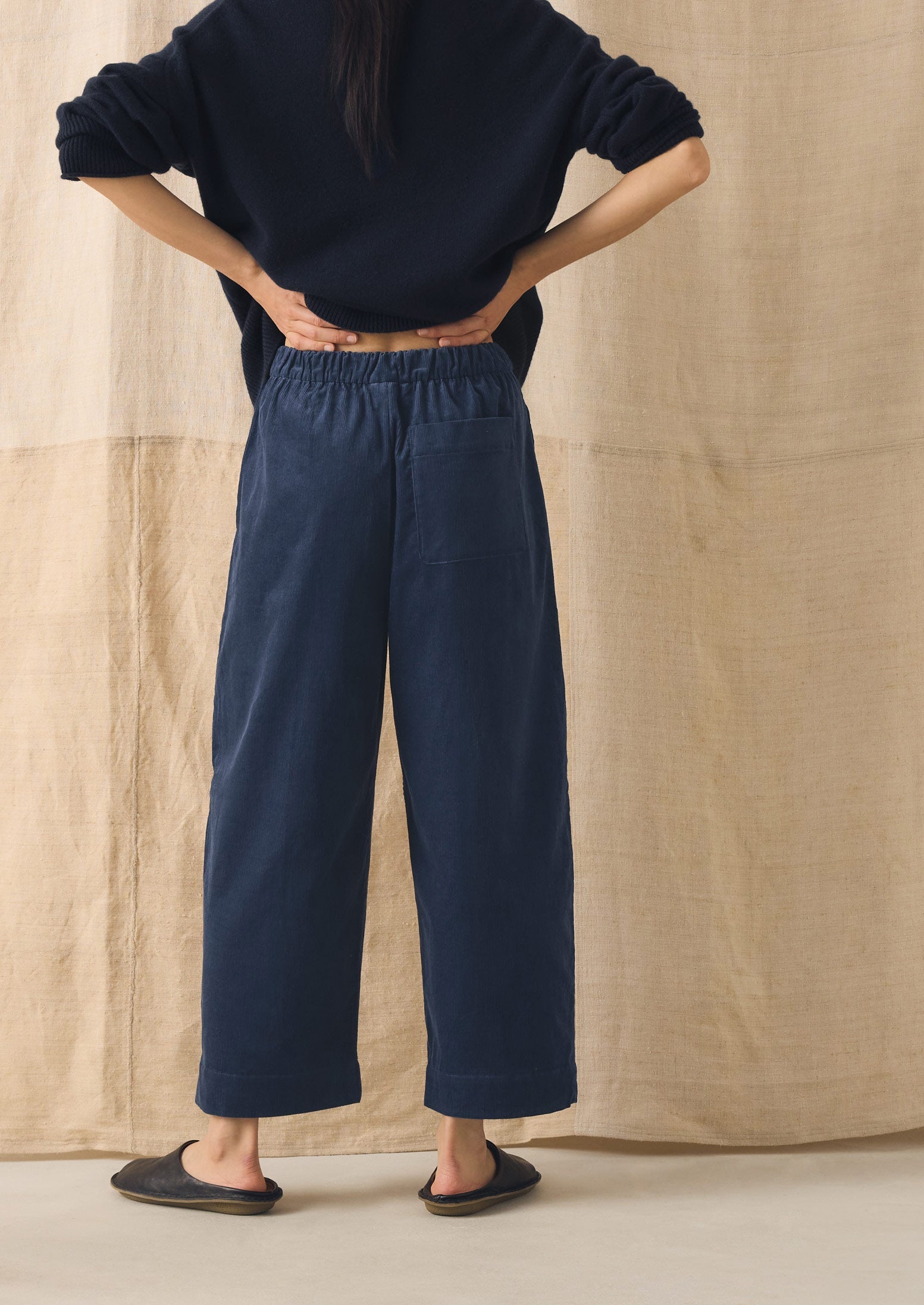 Cord Barrel Leg Pants | Denim Blue - Image 3