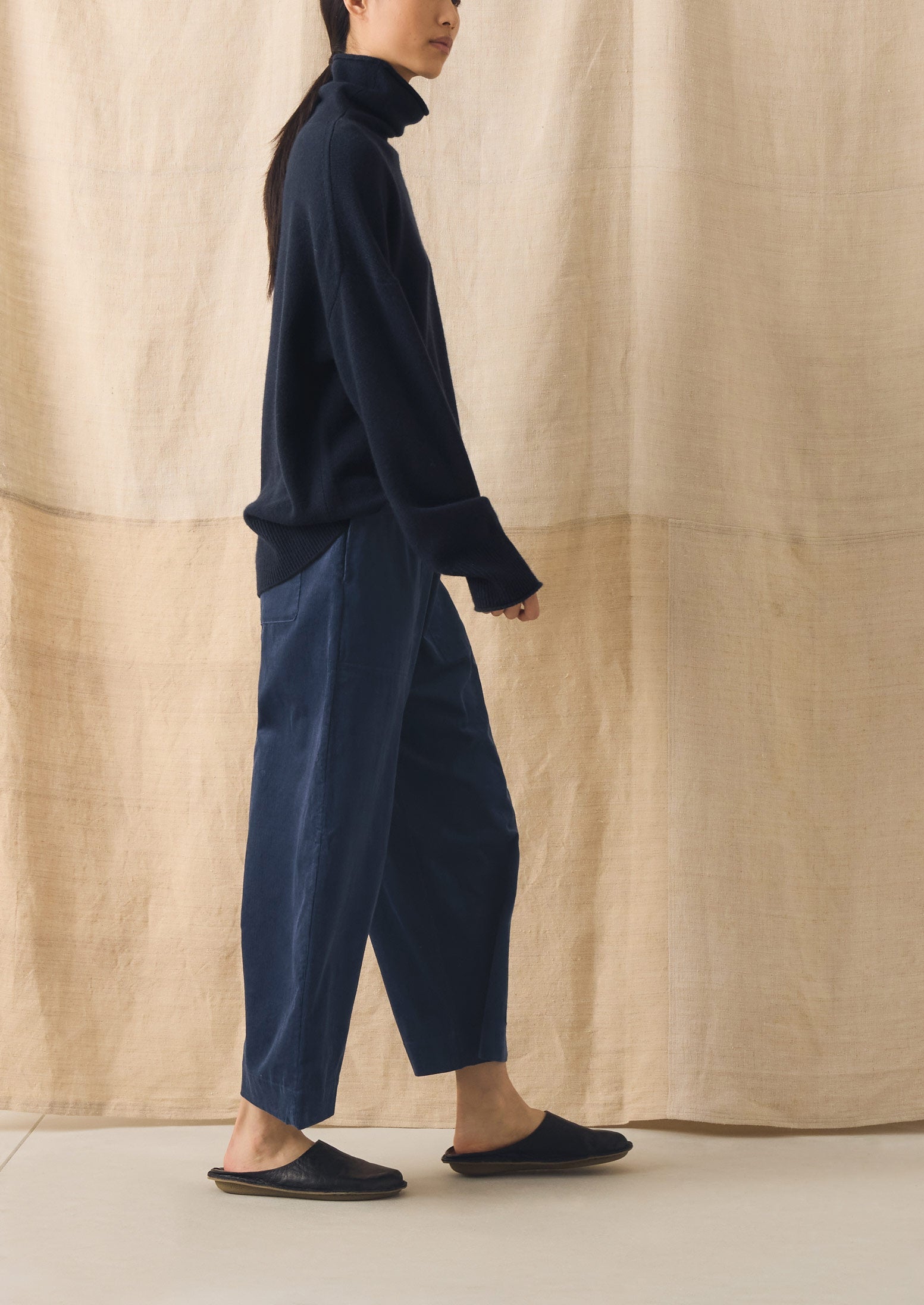 Cord Barrel Leg Pants | Denim Blue - Image 4