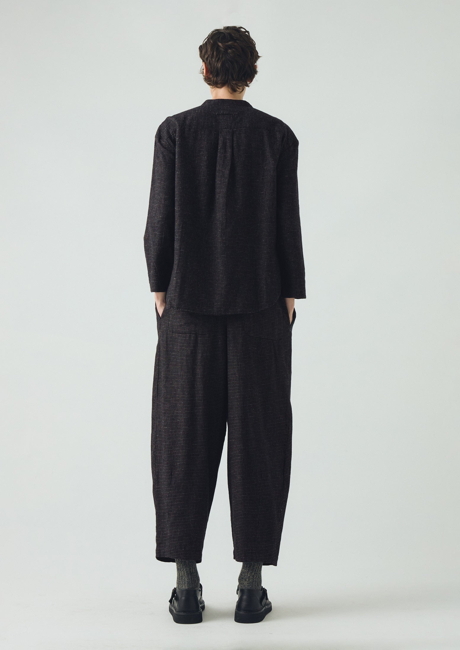 Minako Check Cotton Cashmere Pants | Black/Ecru - Image 4