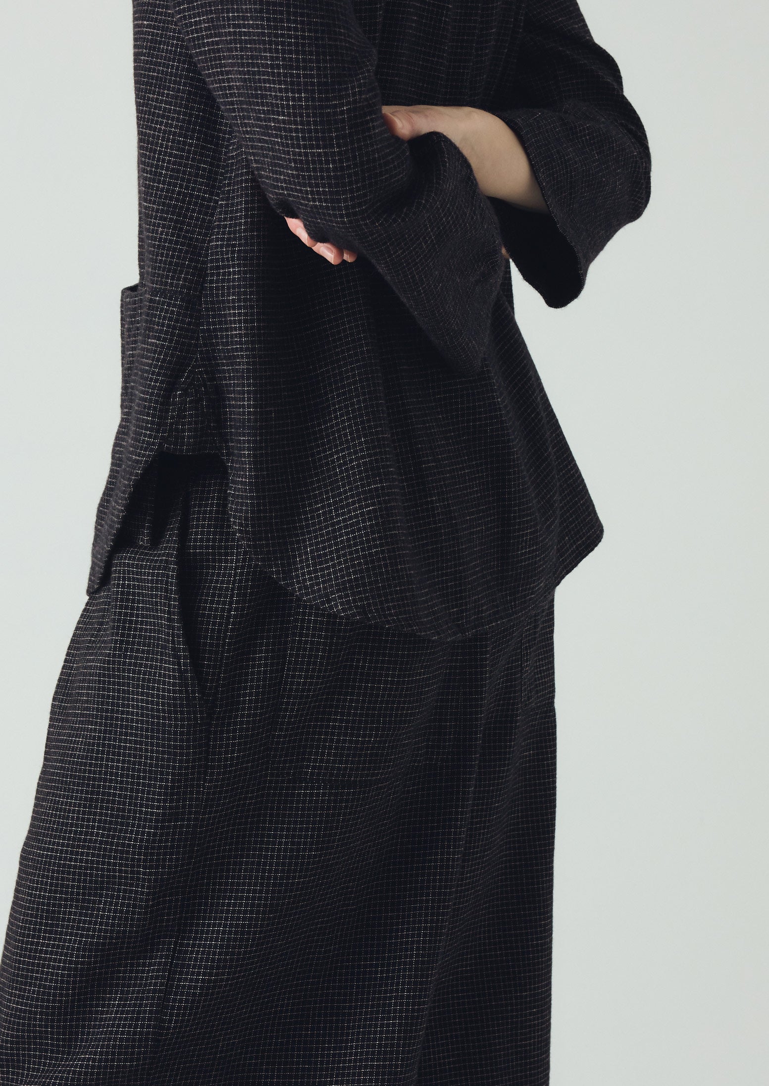 Minako Check Cotton Cashmere Pants | Black/Ecru - Image 6