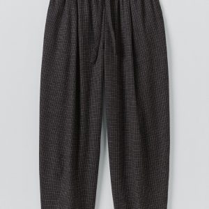 Minako Check Cotton Cashmere Pants | Black/Ecru