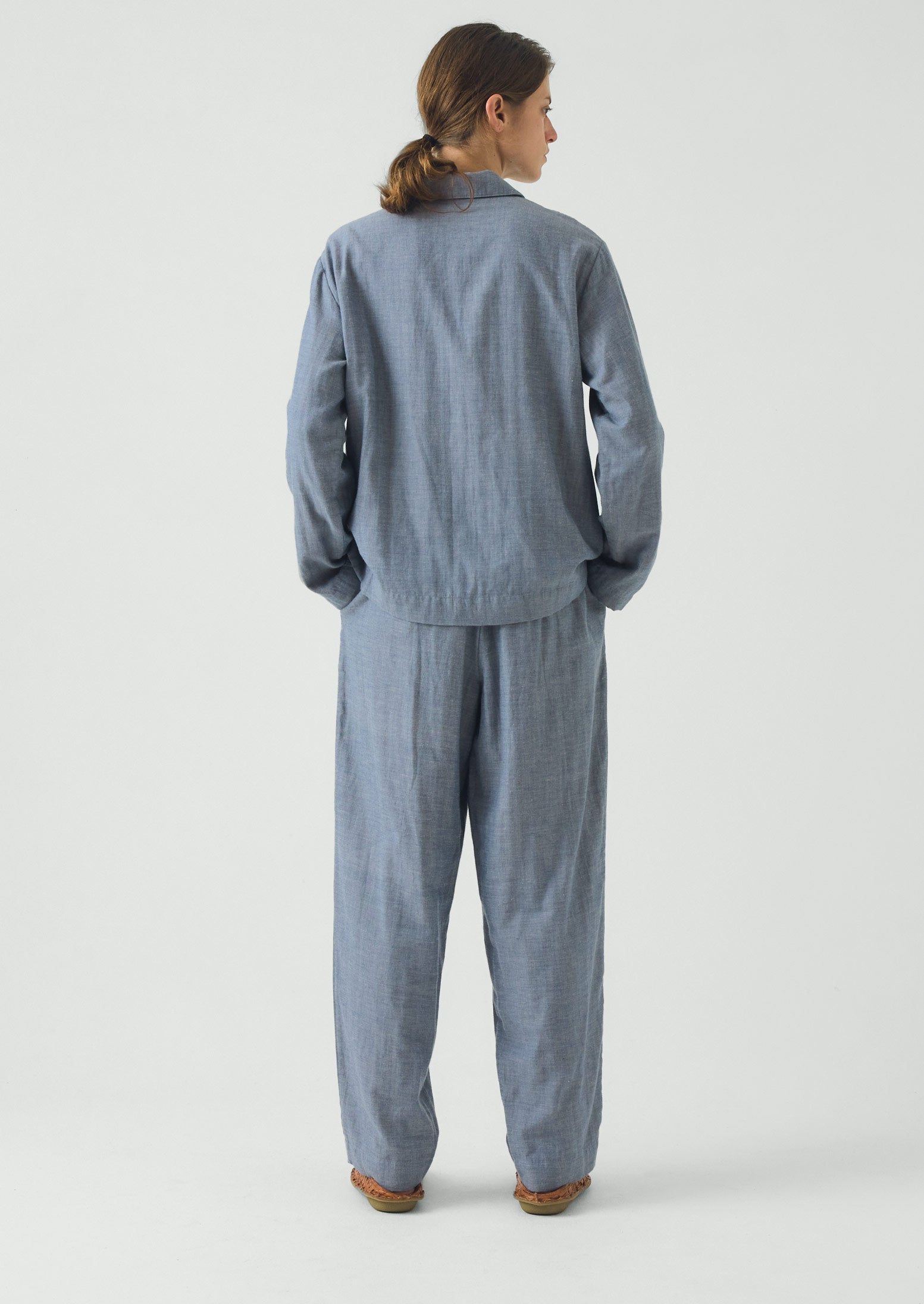 Soft Double Faced Cotton Pajamas | Blue Chambray - Image 3