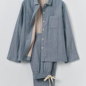 Soft Double Faced Cotton Pajamas | Blue Chambray