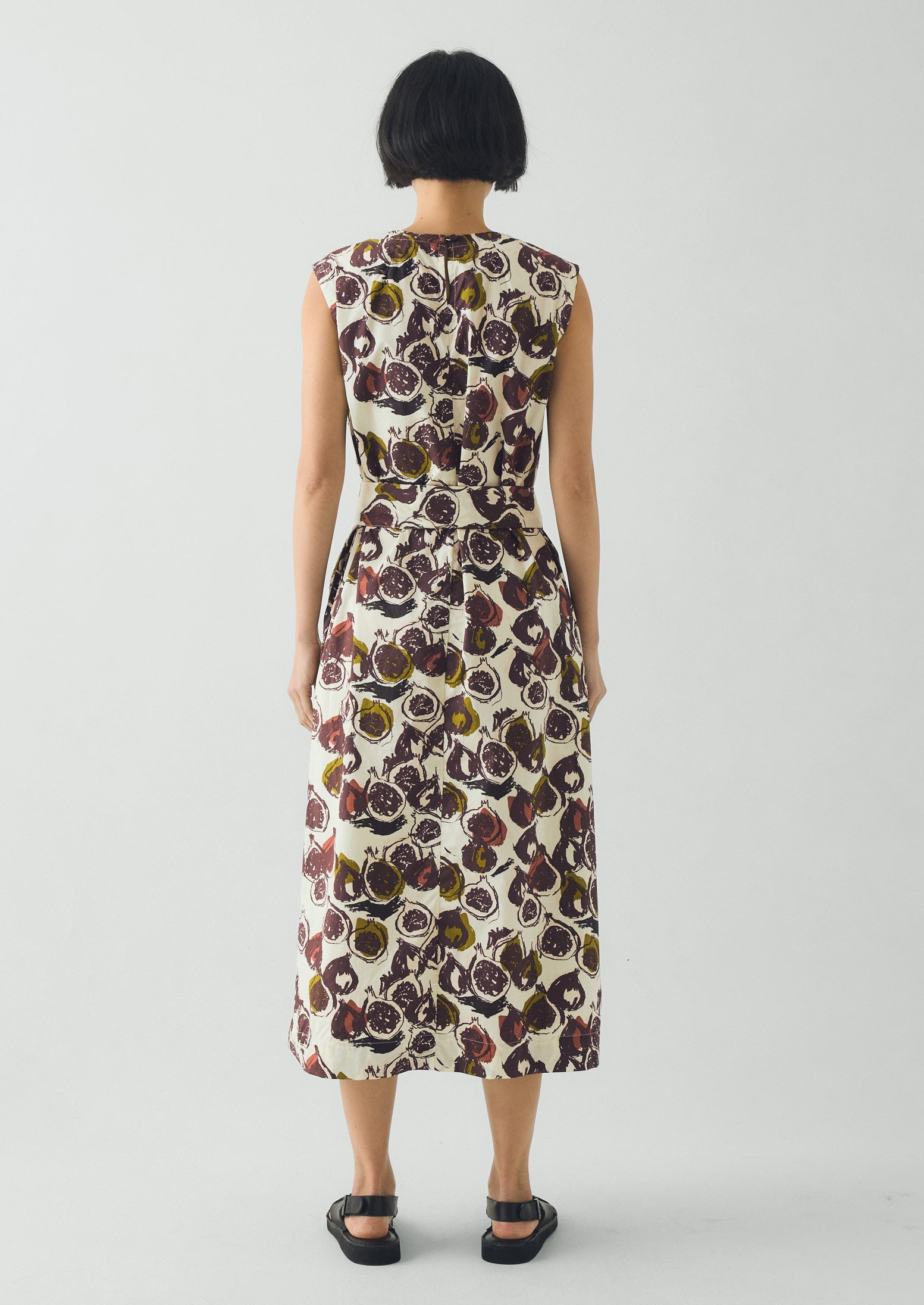 Fig Print Cotton Poplin Dress | Chalk - Image 4