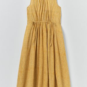 Martha Natural Dye Stripe Cotton Dress | Turmeric
