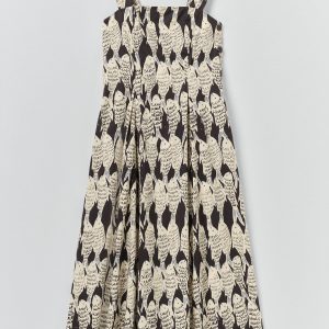 Market Fish Print Cotton Poplin Dress | Slate
