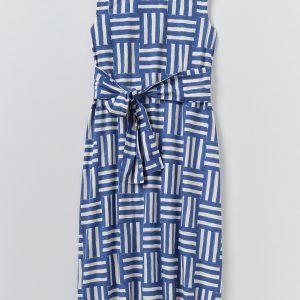 Block Print Patchwork Stripe Dress | Deep Cornflower