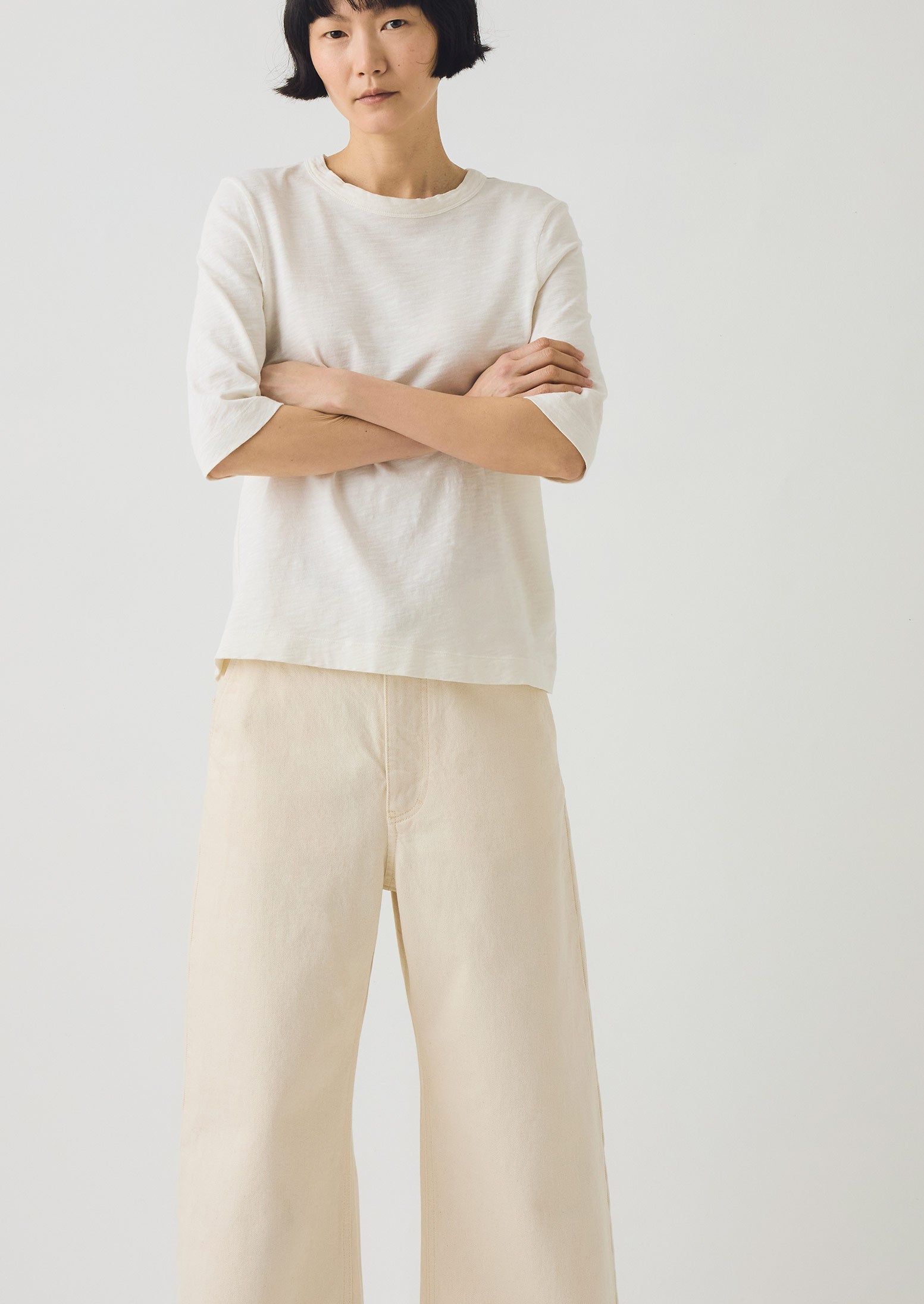 Cleo Garment Dyed Cotton Tee | Chalk - Image 2