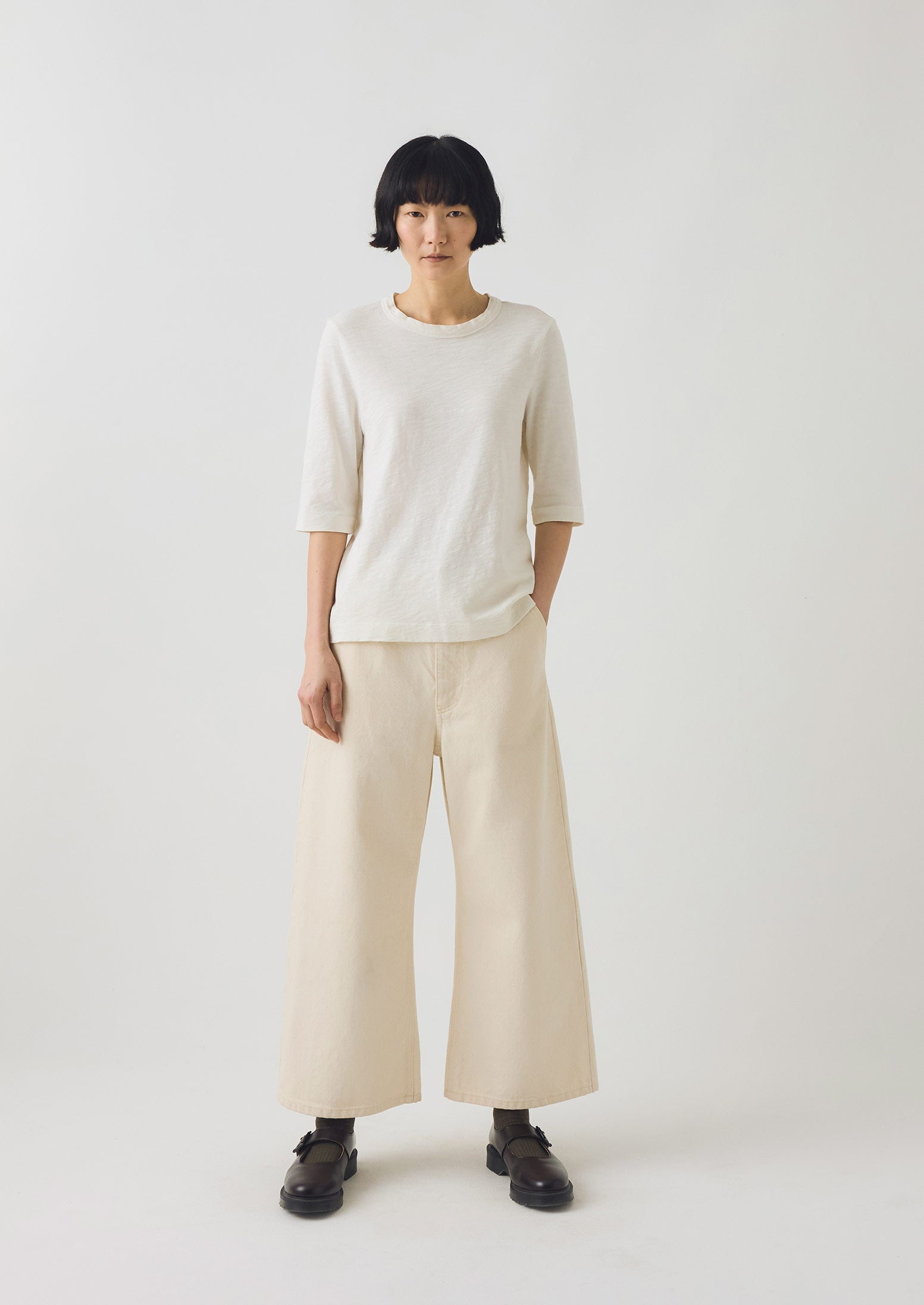 Cleo Garment Dyed Cotton Tee | Chalk - Image 3