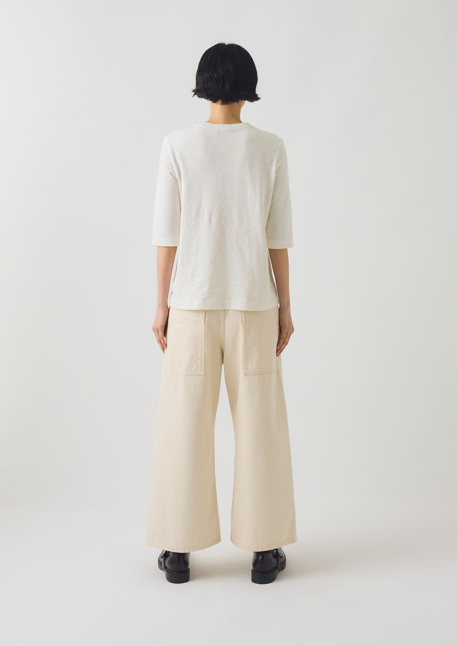 Cleo Garment Dyed Cotton Tee | Chalk - Image 4