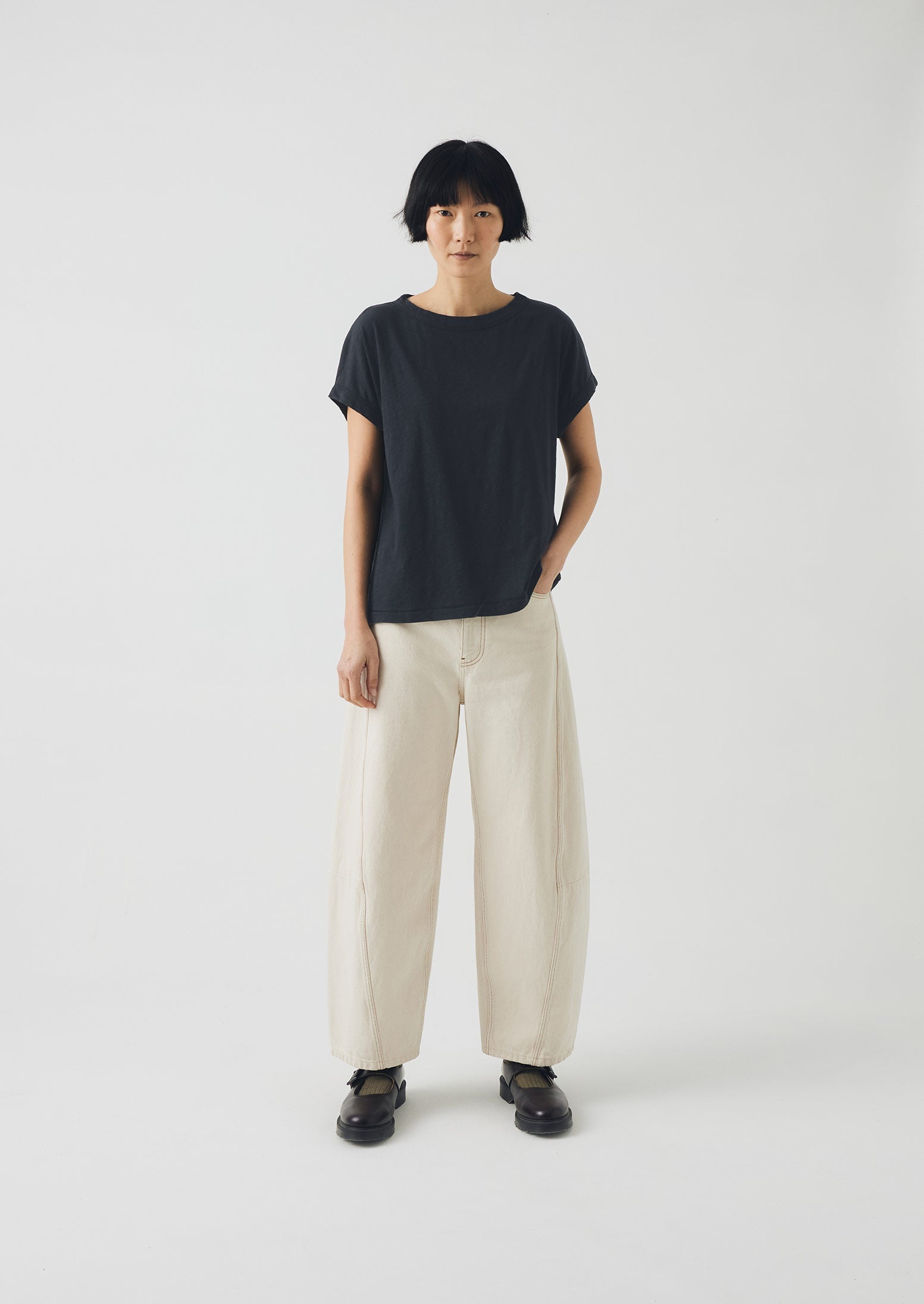 Alda Cotton Easy Tee | Coal - Image 2