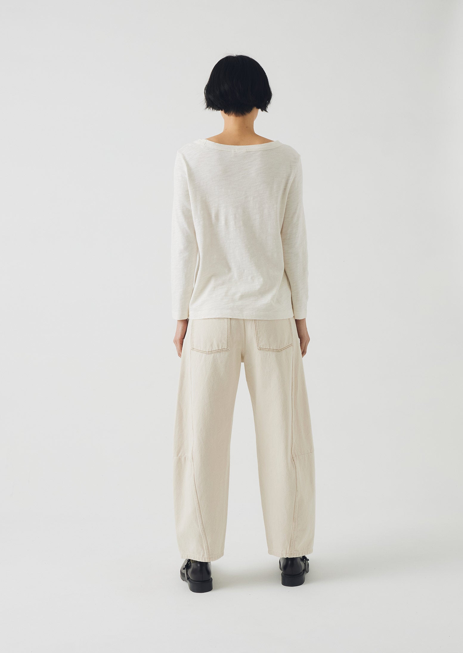 Lia Cotton Boat Neck Tee | Chalk - Image 3