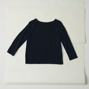 Lia Cotton Boat Neck Tee | Carbon Black