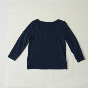 Lia Cotton Boat Neck Tee | Dark Navy