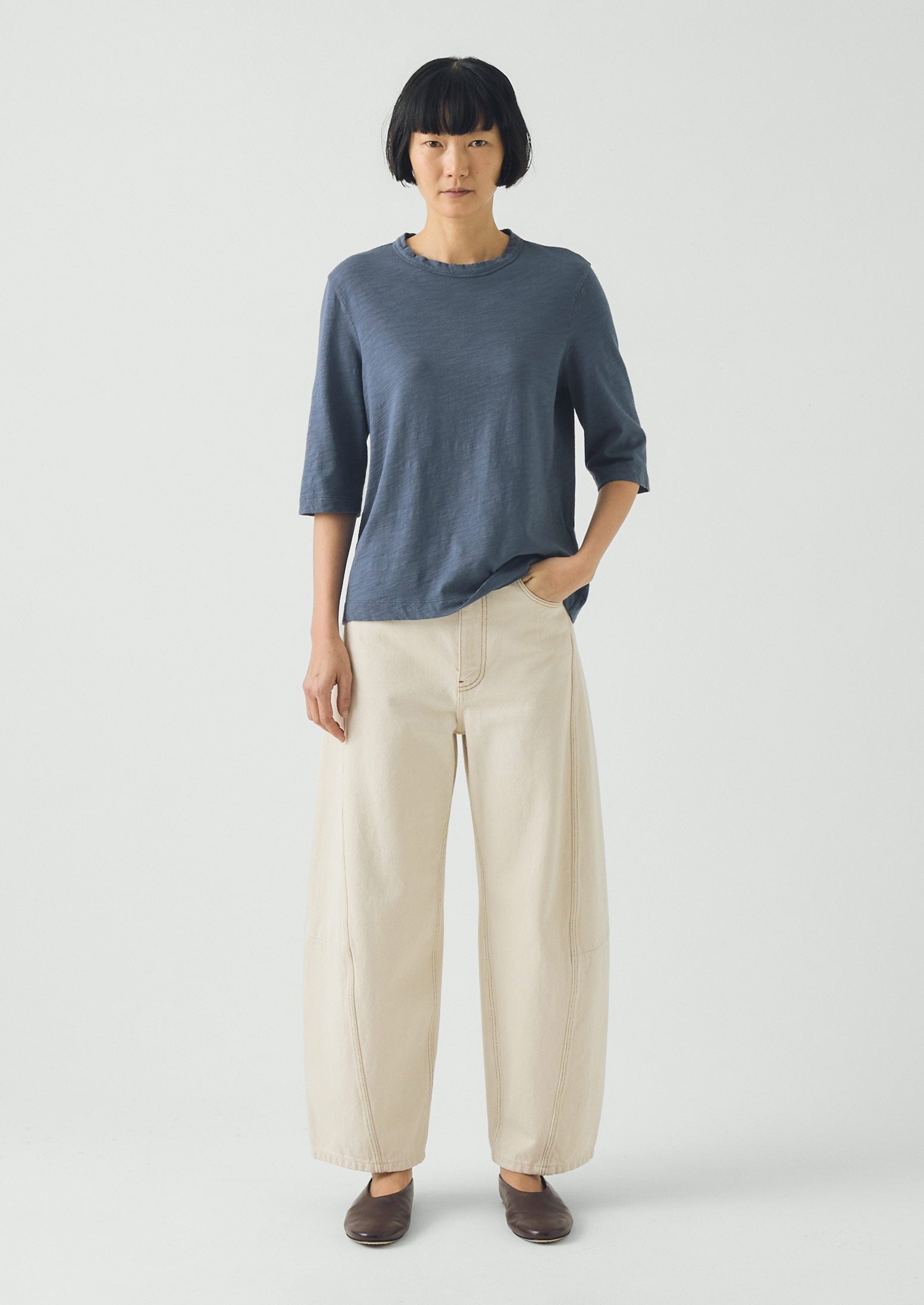 Cleo Garment Dyed Cotton Tee | Mazarine Blue - Image 2