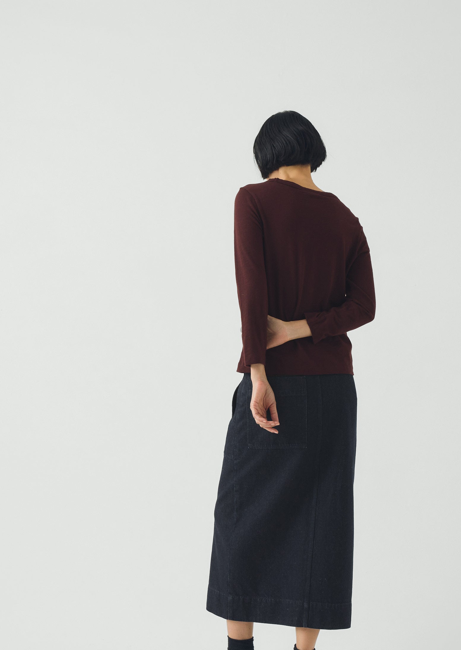 Lia Cotton Boat Neck Tee | Beetroot - Image 3
