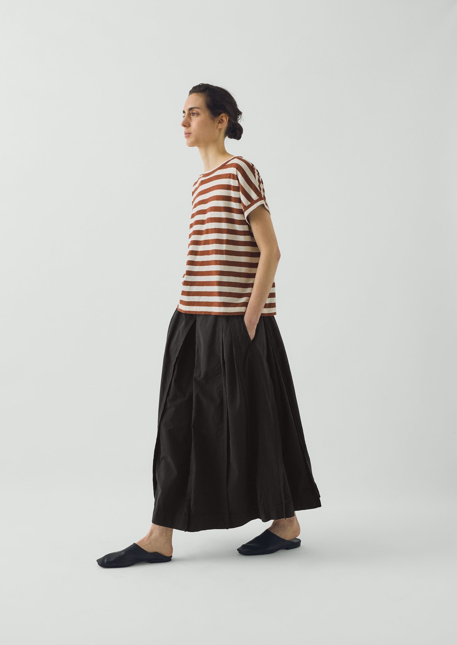 Alda Maypole Stripe Cotton Easy Tee | Red Rock/Ecru - Image 3