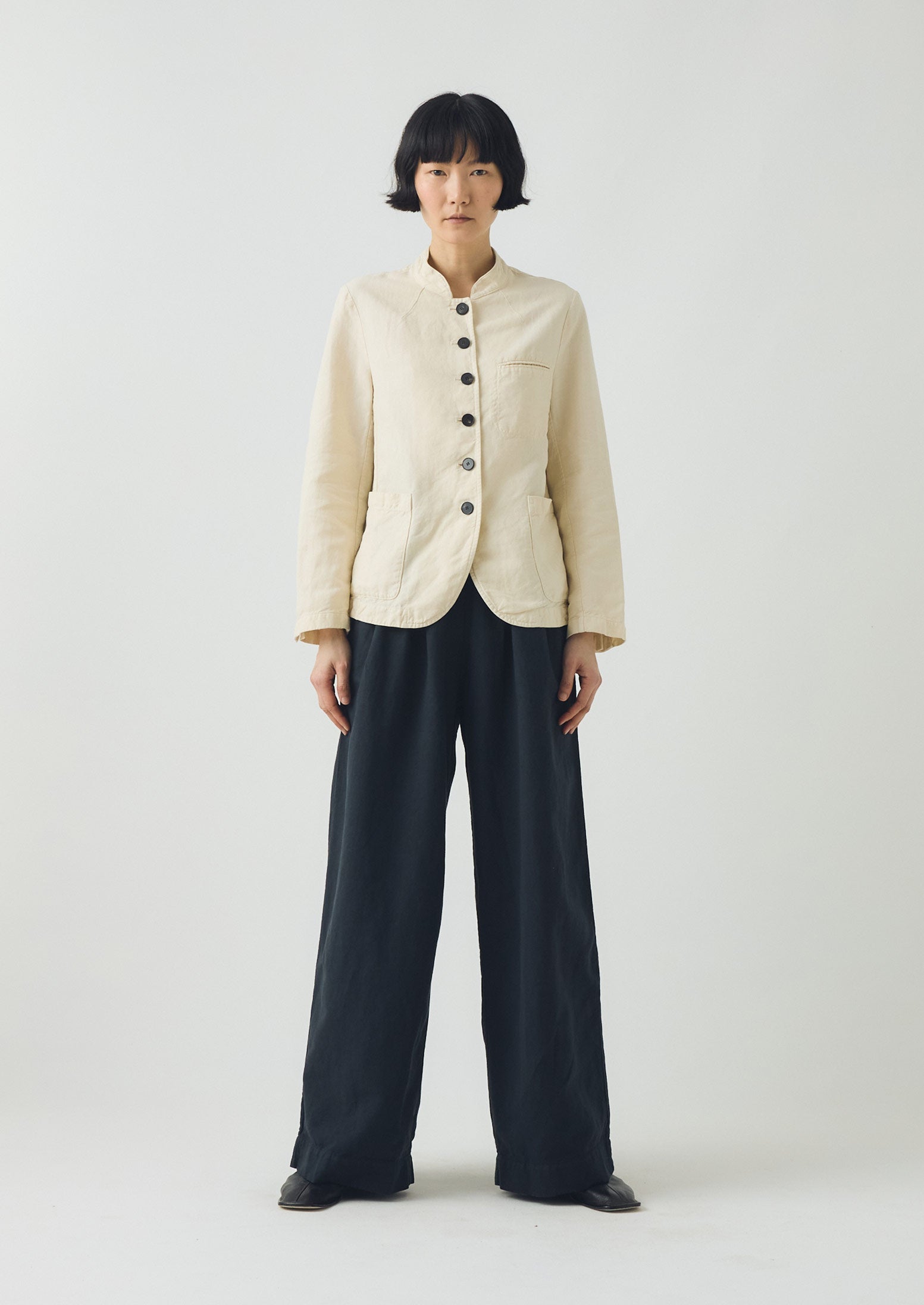 Cotton Linen Neat Jacket | Parchment - Image 3