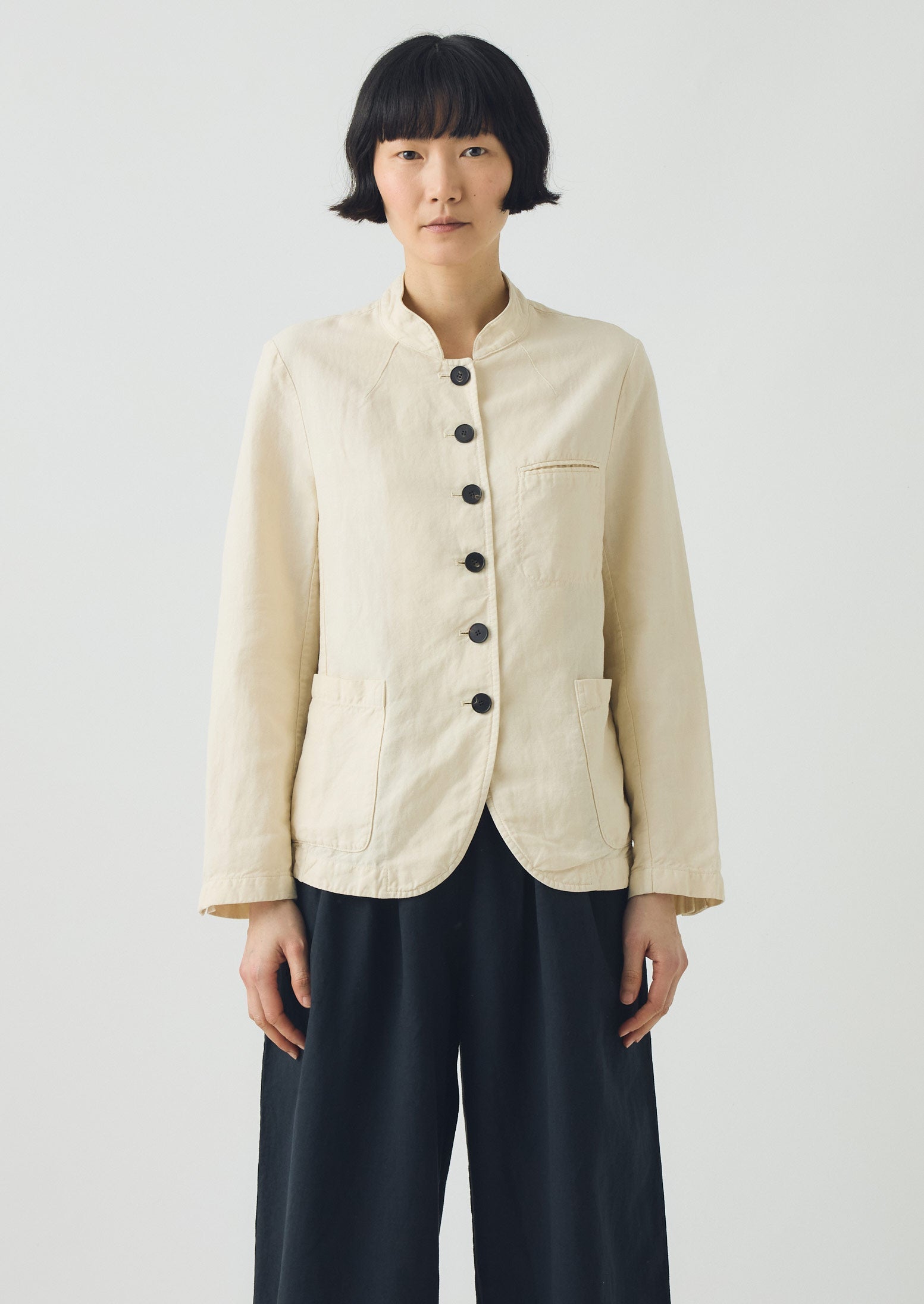 Cotton Linen Neat Jacket | Parchment - Image 5