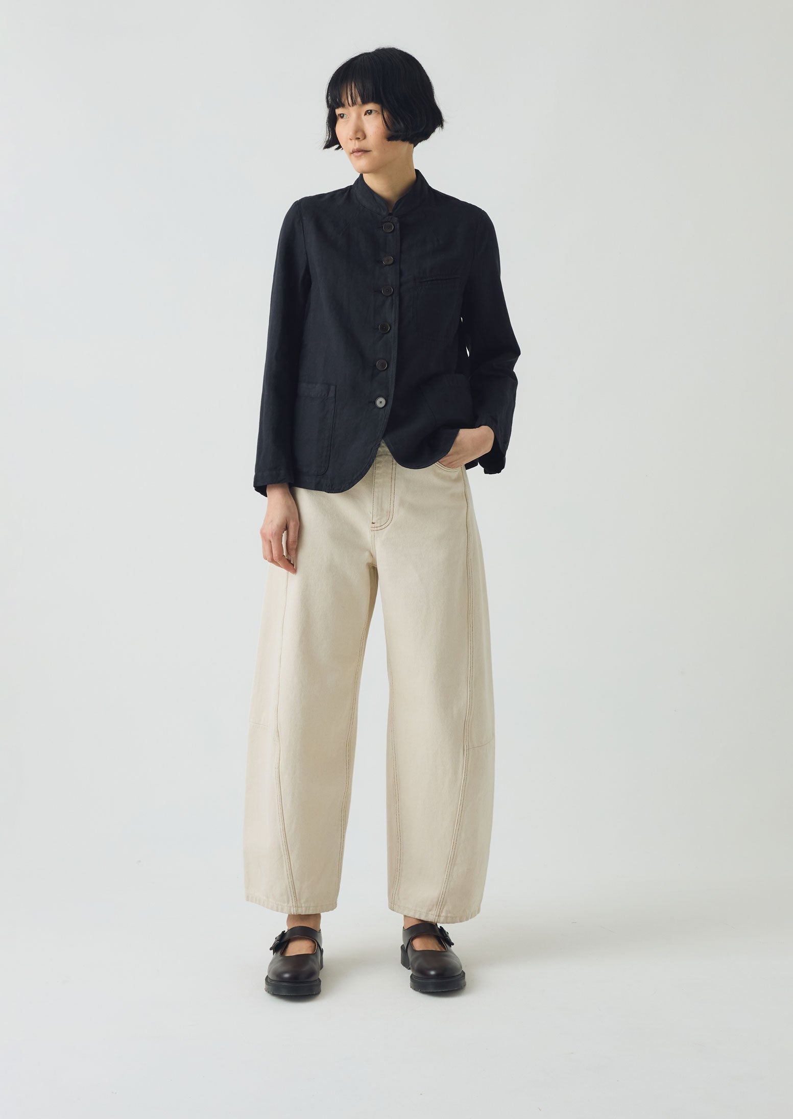 Cotton Linen Neat Jacket | Slate - Image 5