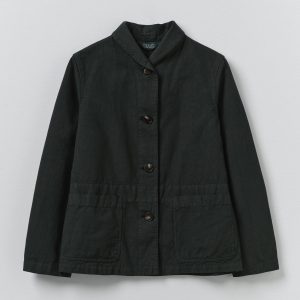 Hal Micro Houndstooth Cotton Linen Workwear Jacket | Oil Green