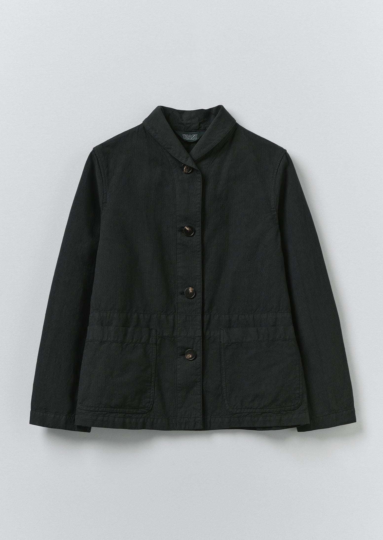 Hal Micro Houndstooth Cotton Linen Workwear Jacket | Oil Green