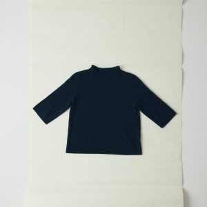 Fine Wool Cashmere Half Sleeve Sweater | Darkest Navy
