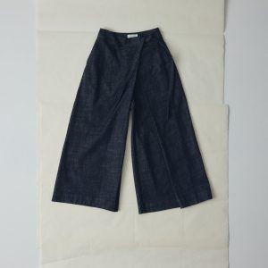 Pleated Wrap Denim Culottes | Indigo